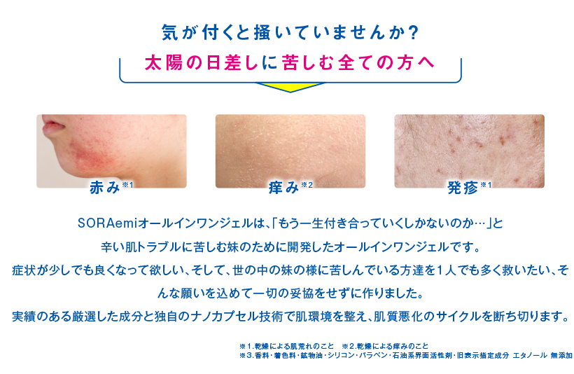 気がつくと掻いていませんか？太陽の日差しに来栖むすべての方へ